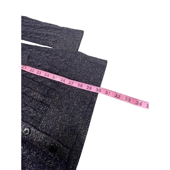 Brooks Brothers Sweater Women M Navy Blue Sparkle Viscose Long Sleeve Cardigan - Picture 6 of 7
